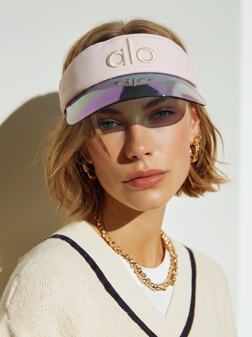 ALO Yoga White Visor with Iridescent Brim - Picture 4 of 16